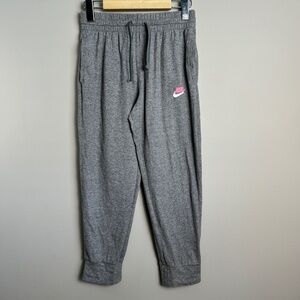 Nike Kid's Gray Sweatpants Joggers Elastic Waist Size Large Pink Logo School